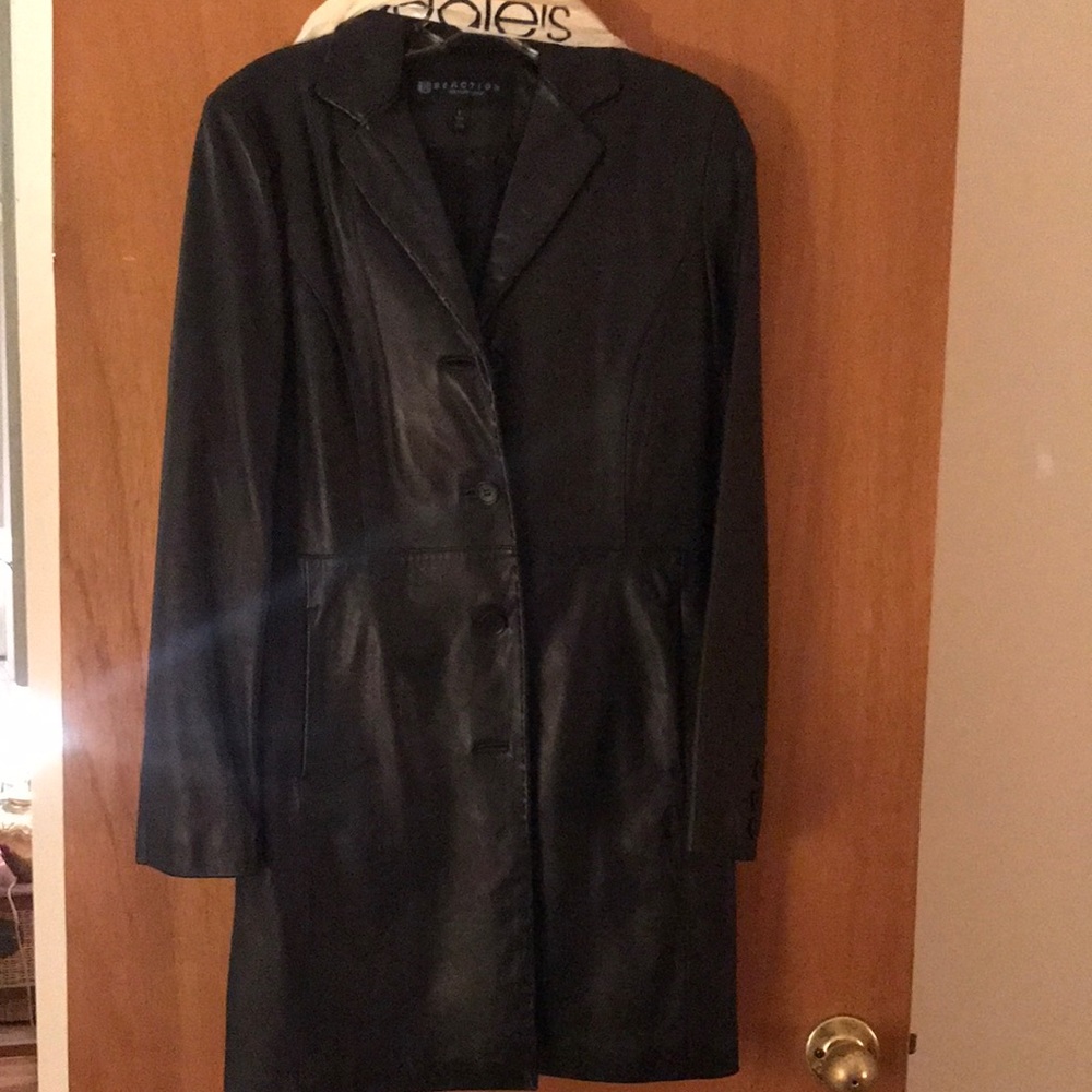Mid length Leather jacket sz S